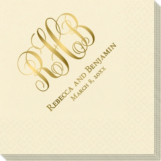 Fancy Script Monogram with Text Napkins